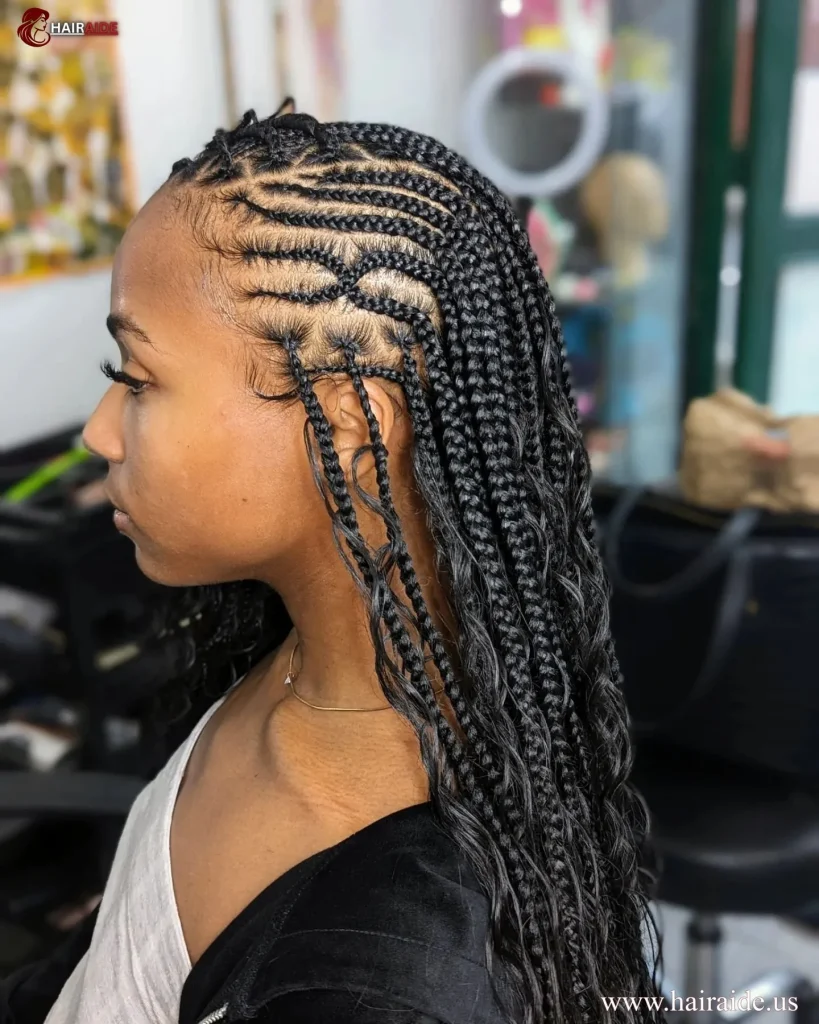 Beaded Fulani braids with baby braids