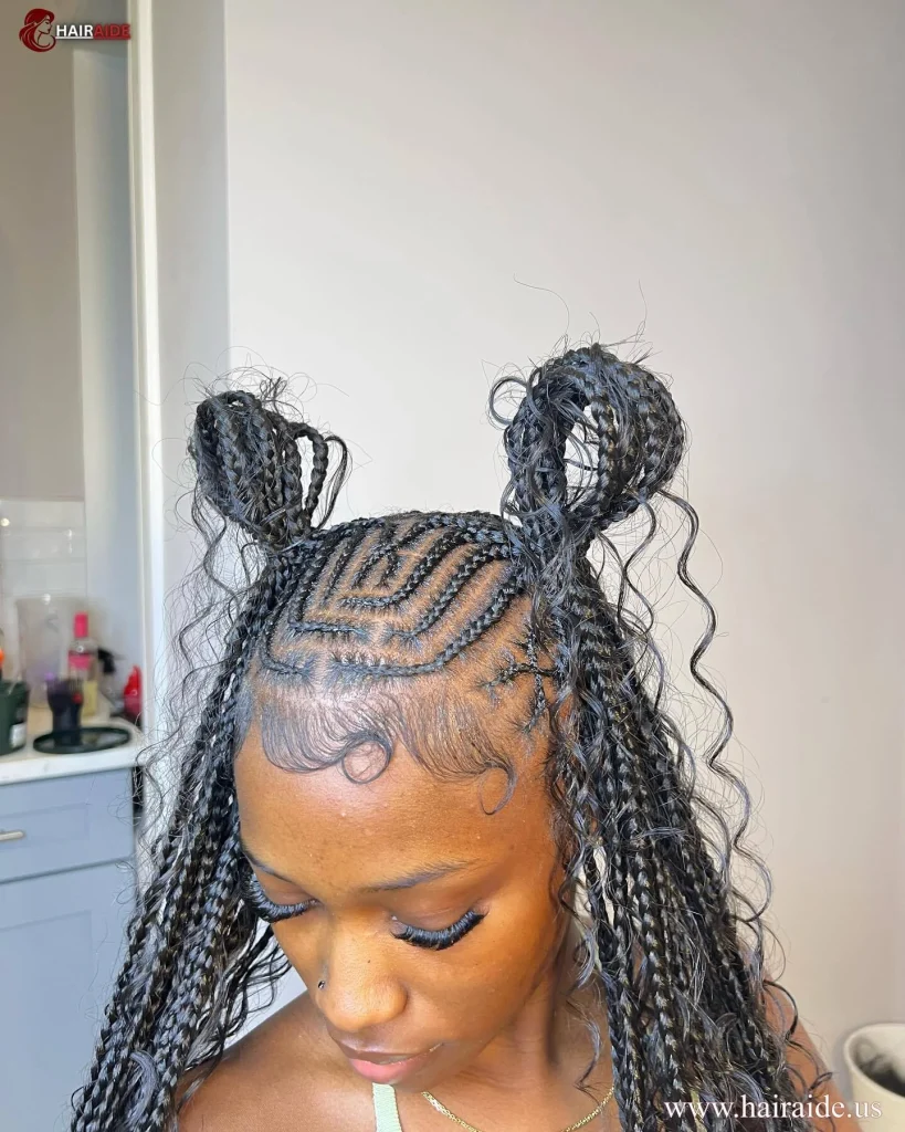 Black and blonde long Fulani braids