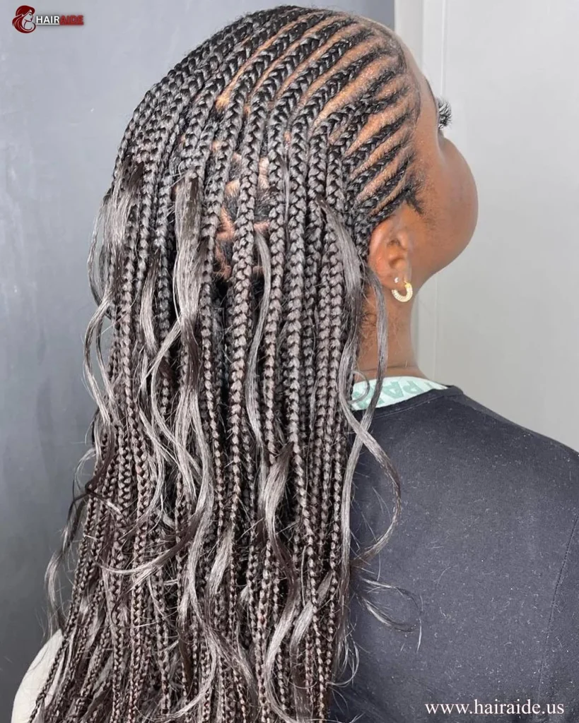 Black and silver Fulani braids