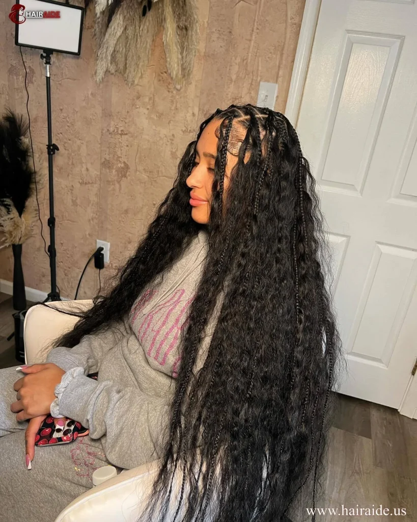 Gipsy Fulani braids with long curls