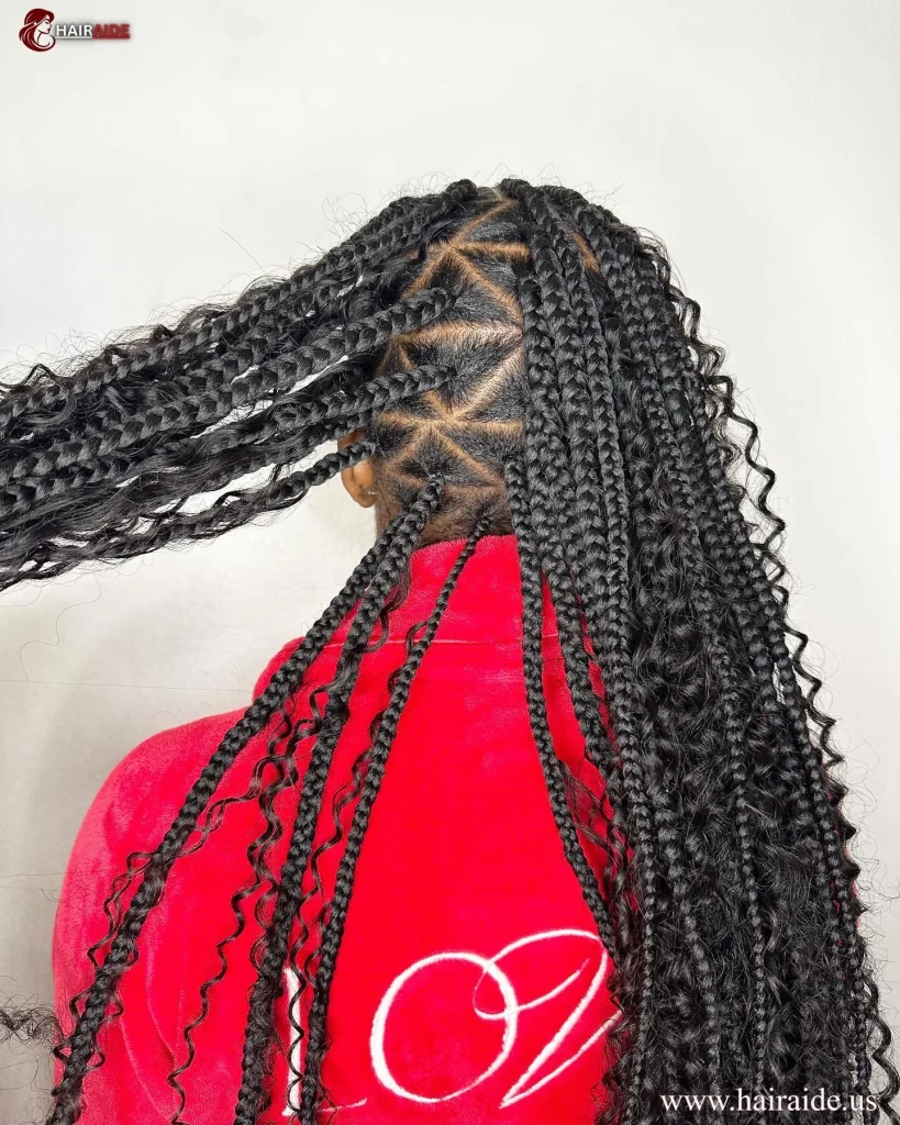 Triangle braids in the Boho Fulani style